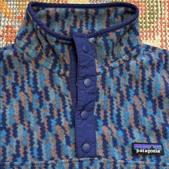 Patagonia Women's Micro D Snap-T Pullover Blue Patterned Design Size Small - Picture 3 of 8